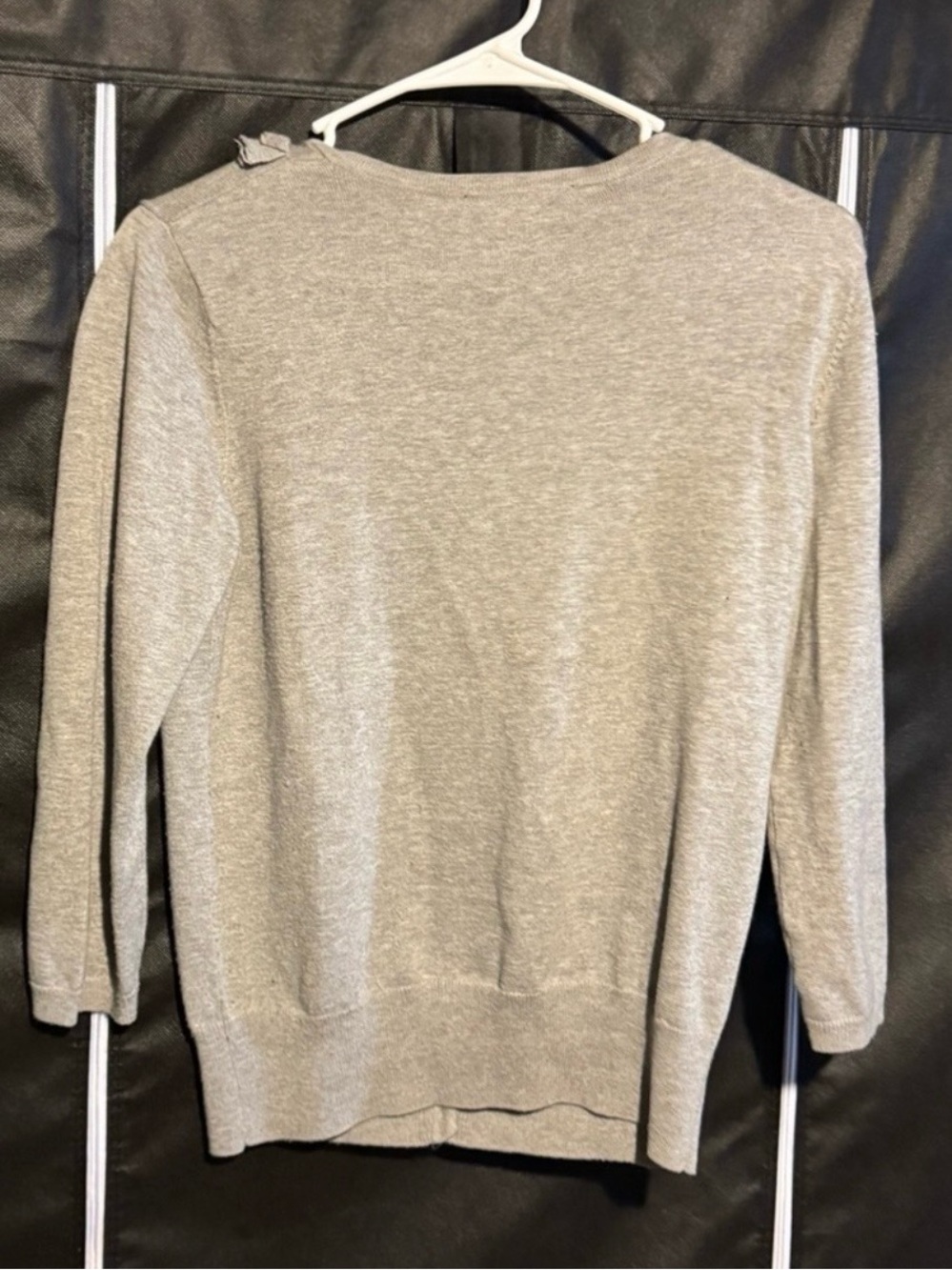 Tracy M Light Gray Ruffle Front Button Cardigan - Picture 3 of 3